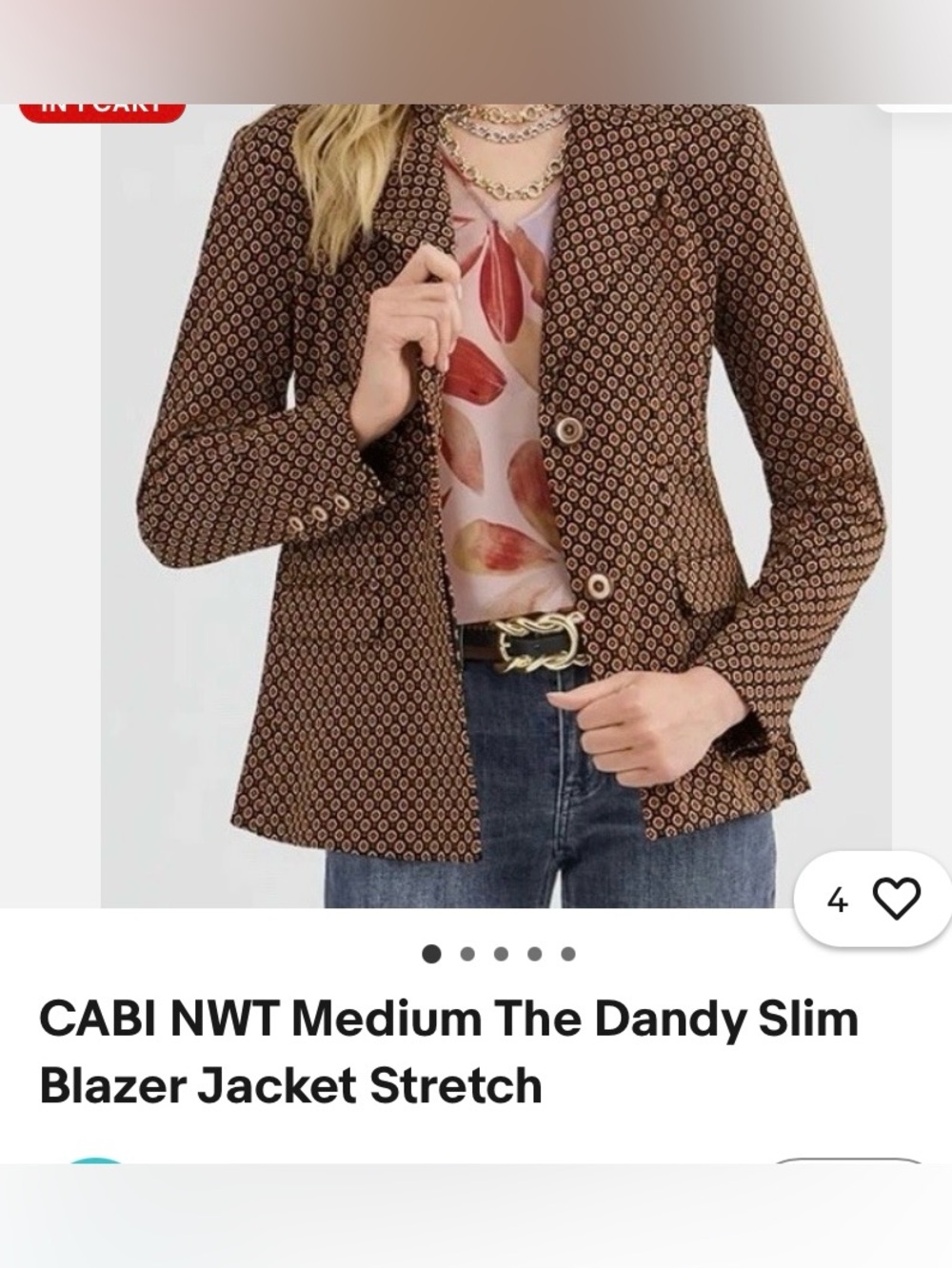 CAbi Brown Patterned Slim Blazer